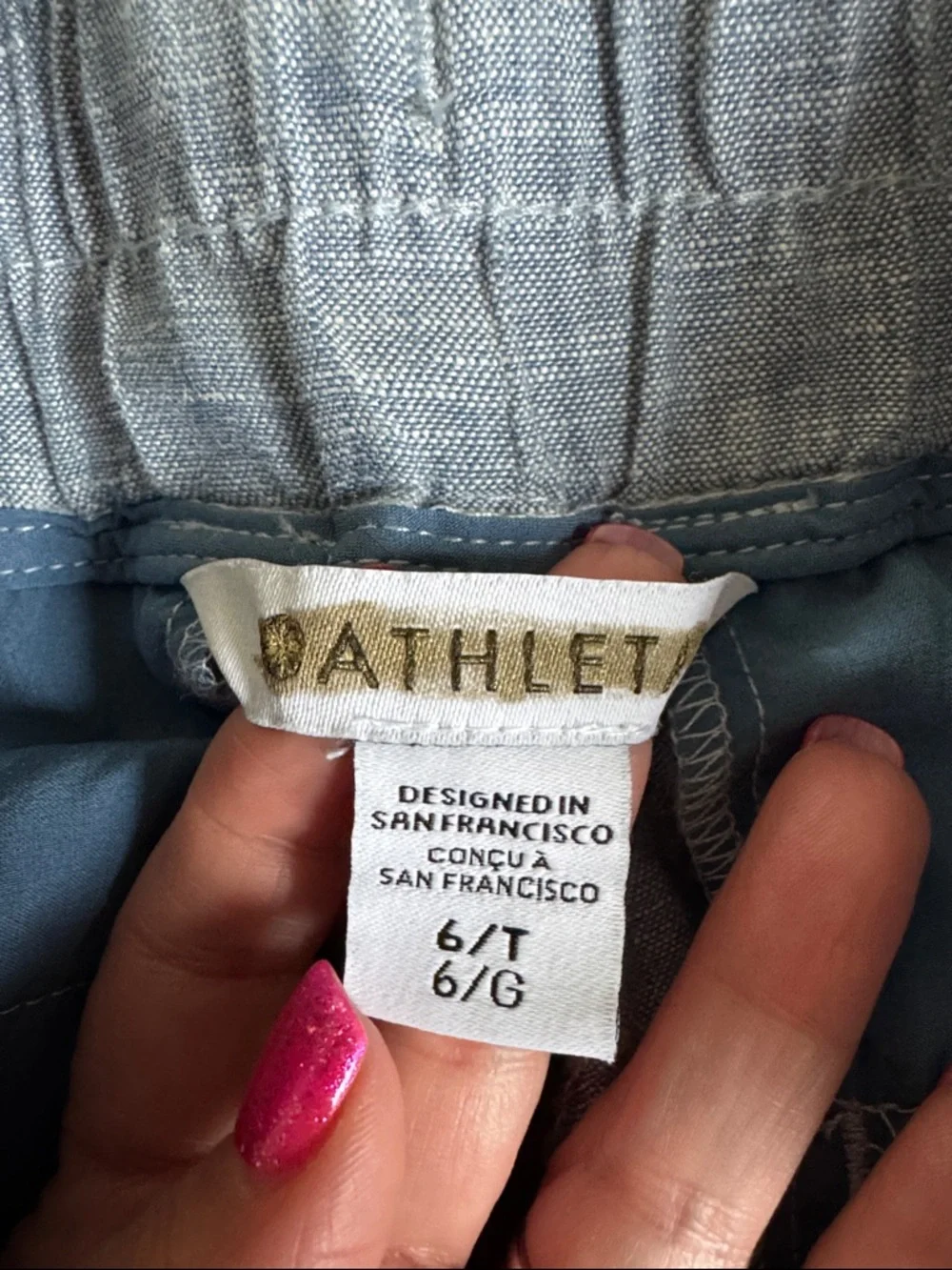 NWT Athleta Cabo Linen Wide Leg Pant "Chambray Blue" Size 6 TALL - Picture 11 of 12
